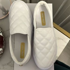 Nine West white slip ons